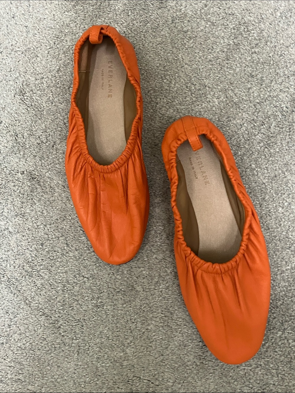 Fabulous Everlane Orange Leather Elastic Ballet Scrunch Flats - Picture 9 of 9